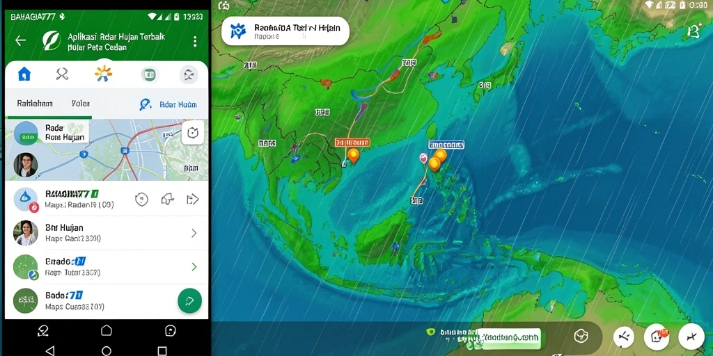 Antarmuka aplikasi BAHAGIA777 dengan fitur Radar Hujan yang informatif.