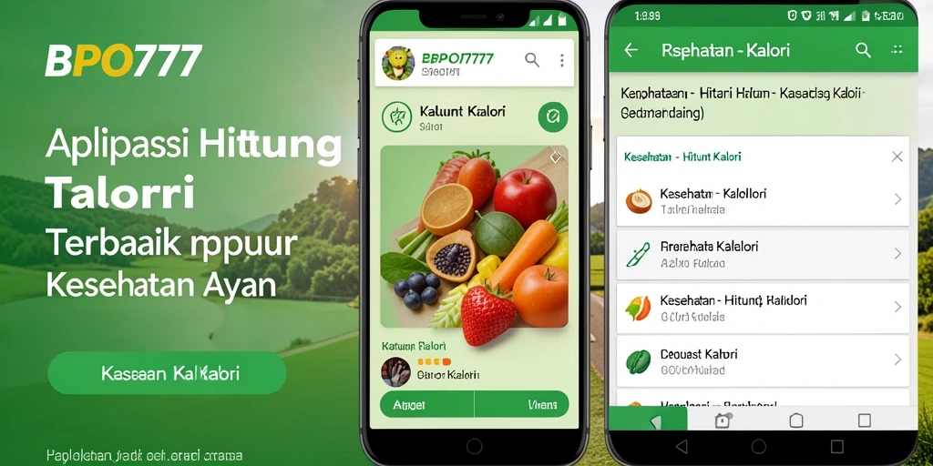 Antarmuka sederhana dari aplikasi BPO777 untuk menghitung kalori.