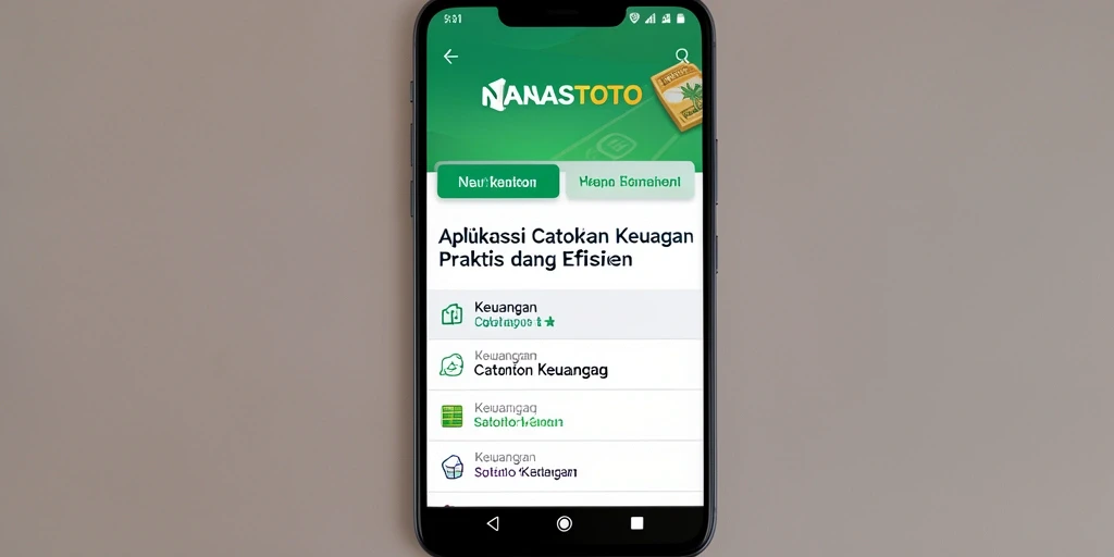 Antarmuka aplikasi NANASTOTO yang sederhana dan fungsional untuk catatan keuangan.