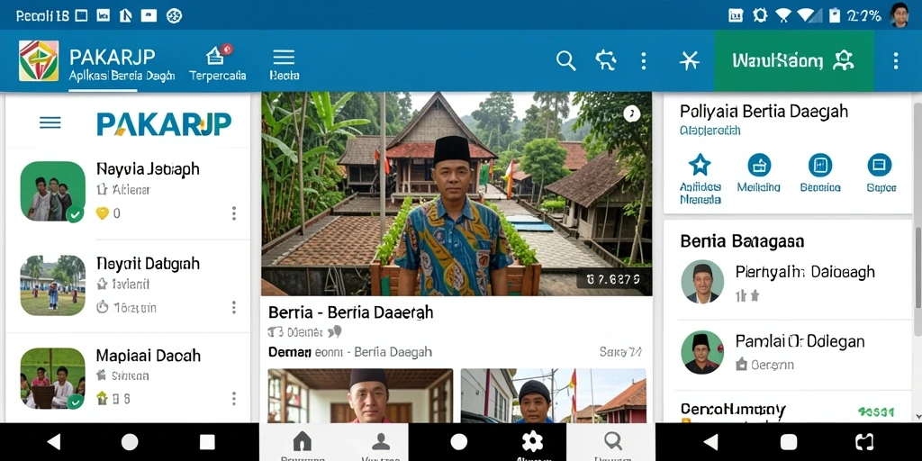Tampilan antarmuka PAKARJP menunjukkan berita daerah dengan jelas.