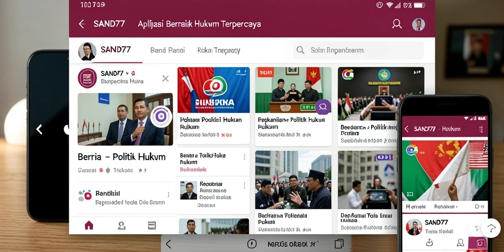Antarmuka SAND77 menampilkan berita politik dan hukum terkini.