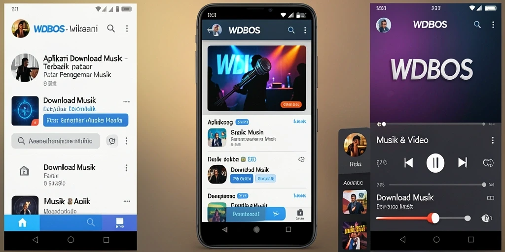 Antarmuka WDBOS menampilkan fitur Download Musik yang sederhana dan efektif.